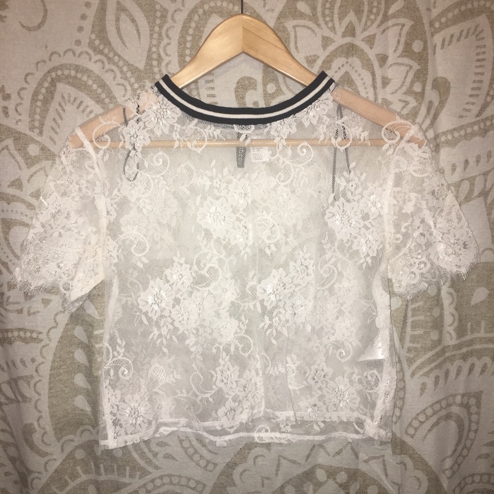 White Floral Lace Crop Top
